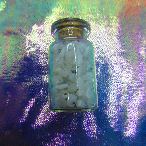Rainbow Moonstone Gemstone Chips In A Bottle Embellishments Natural - Picture 3 of 3
